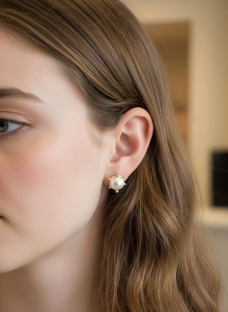 Sculptural Pearl Earrings – Sterling Silver