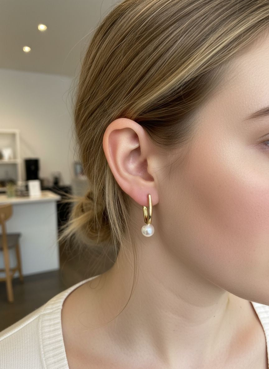 Pearl Drop Earrings – 18K Gold Plated