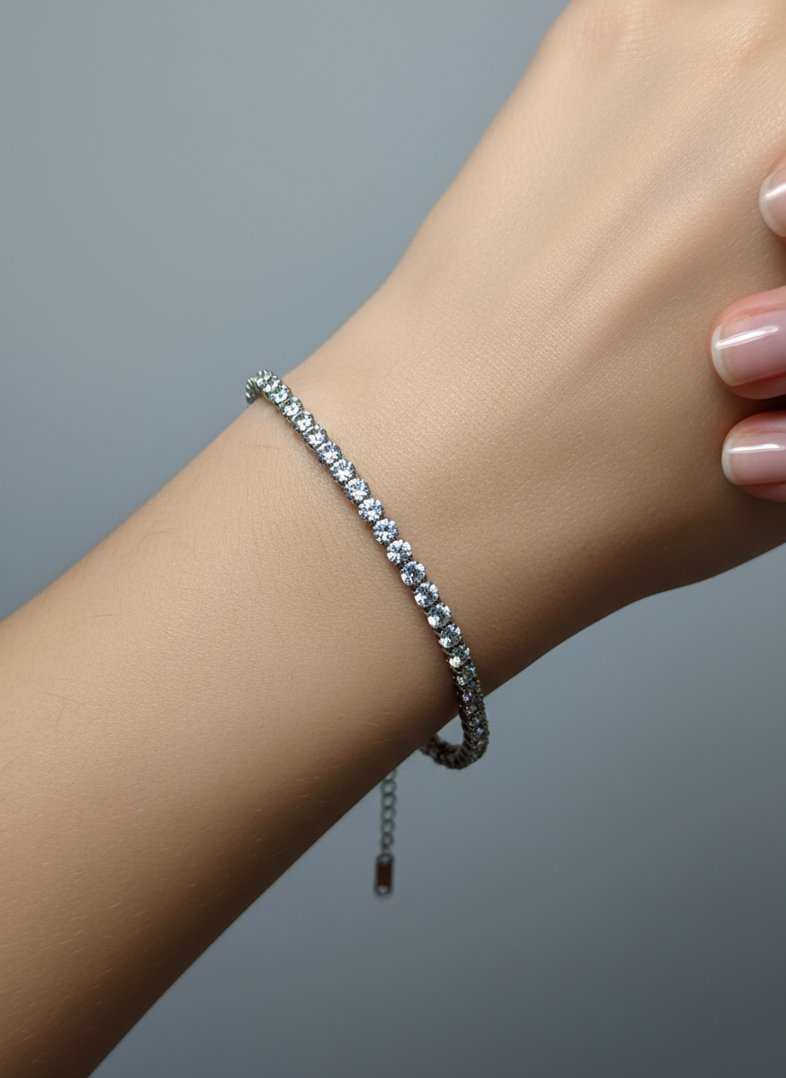 Tennis Bracelet – 18K White Gold Plated