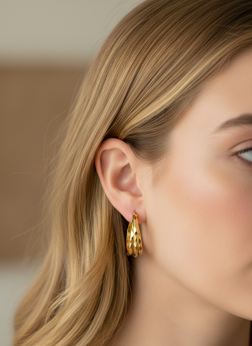 Twisted Hoop Earrings - 18K Gold Plated