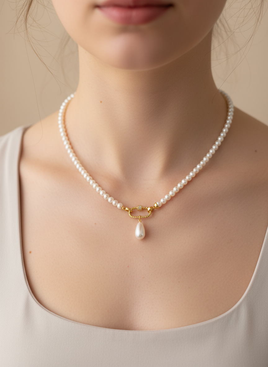 Pearl Drop Necklace – 18K Gold Plated