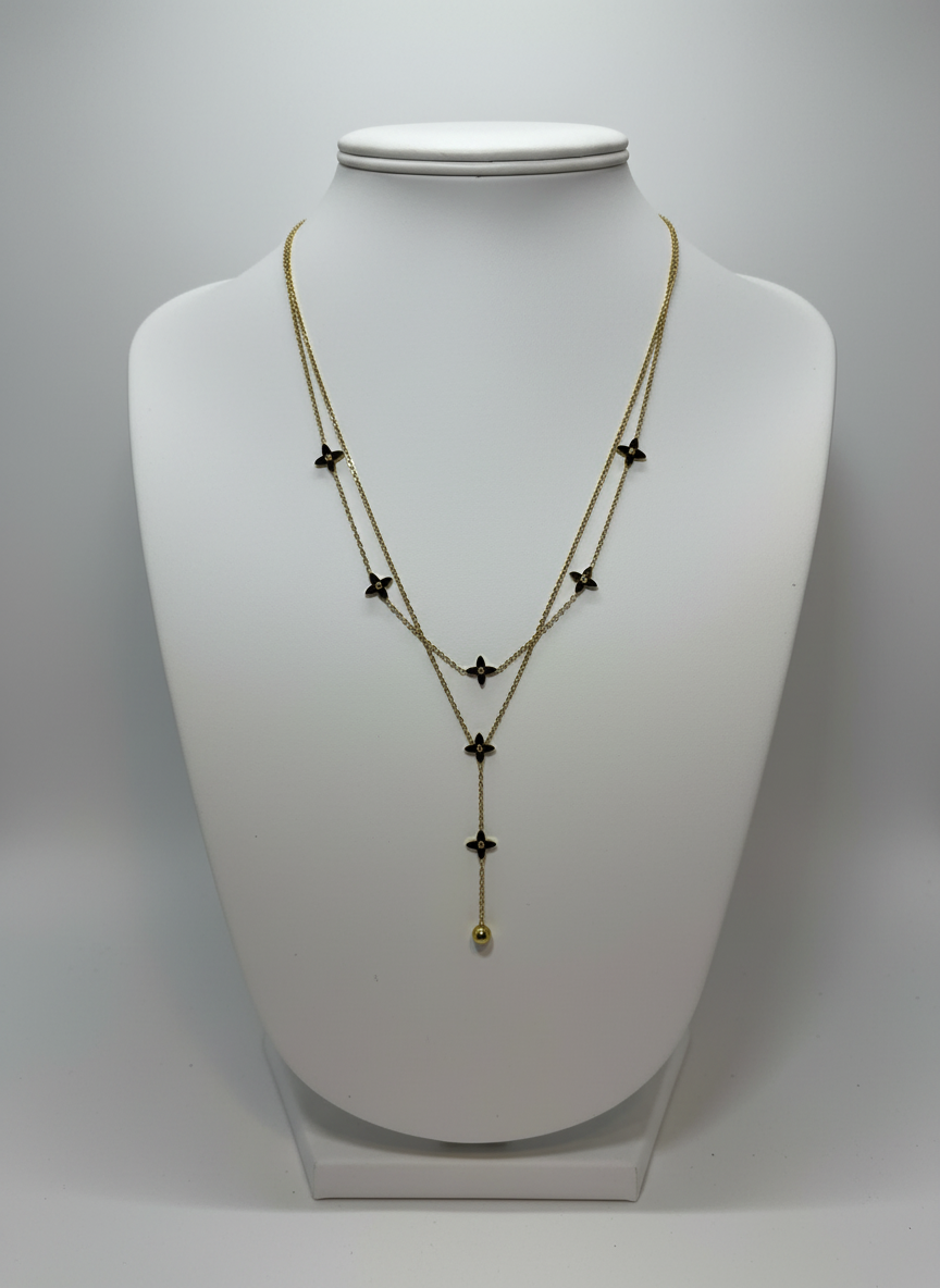 Floral Drop Necklace – 18K Gold Plated - Gold Tone