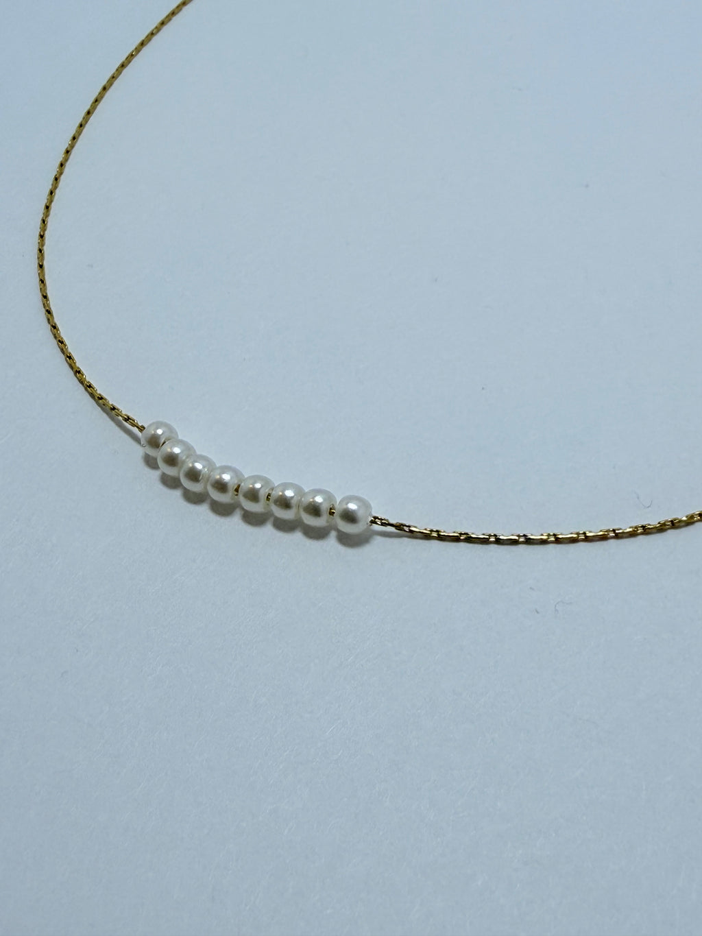 Pearl Bar Necklace – 18K Gold Plated