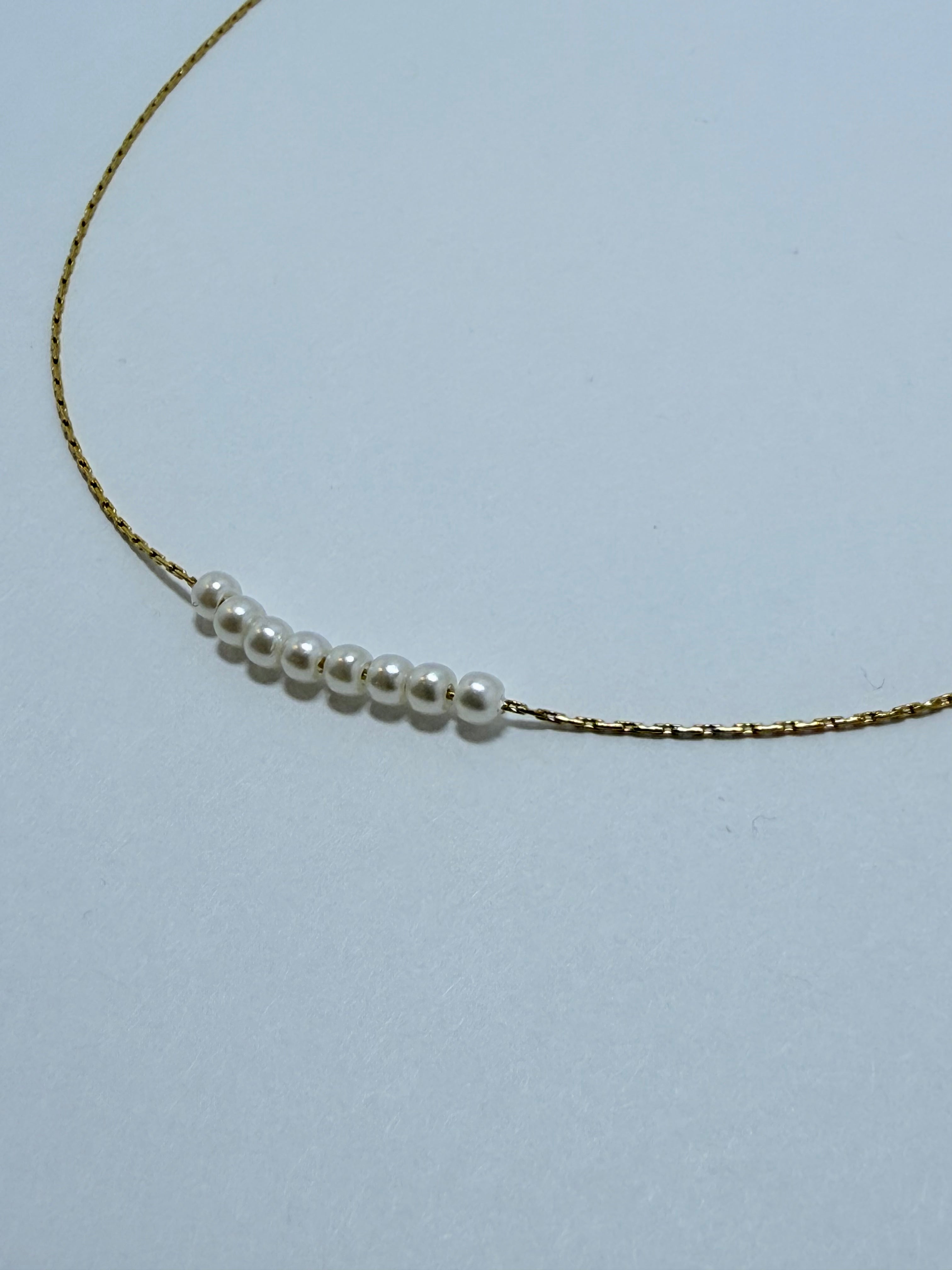 Pearl Bar Necklace – 18K Gold Plated