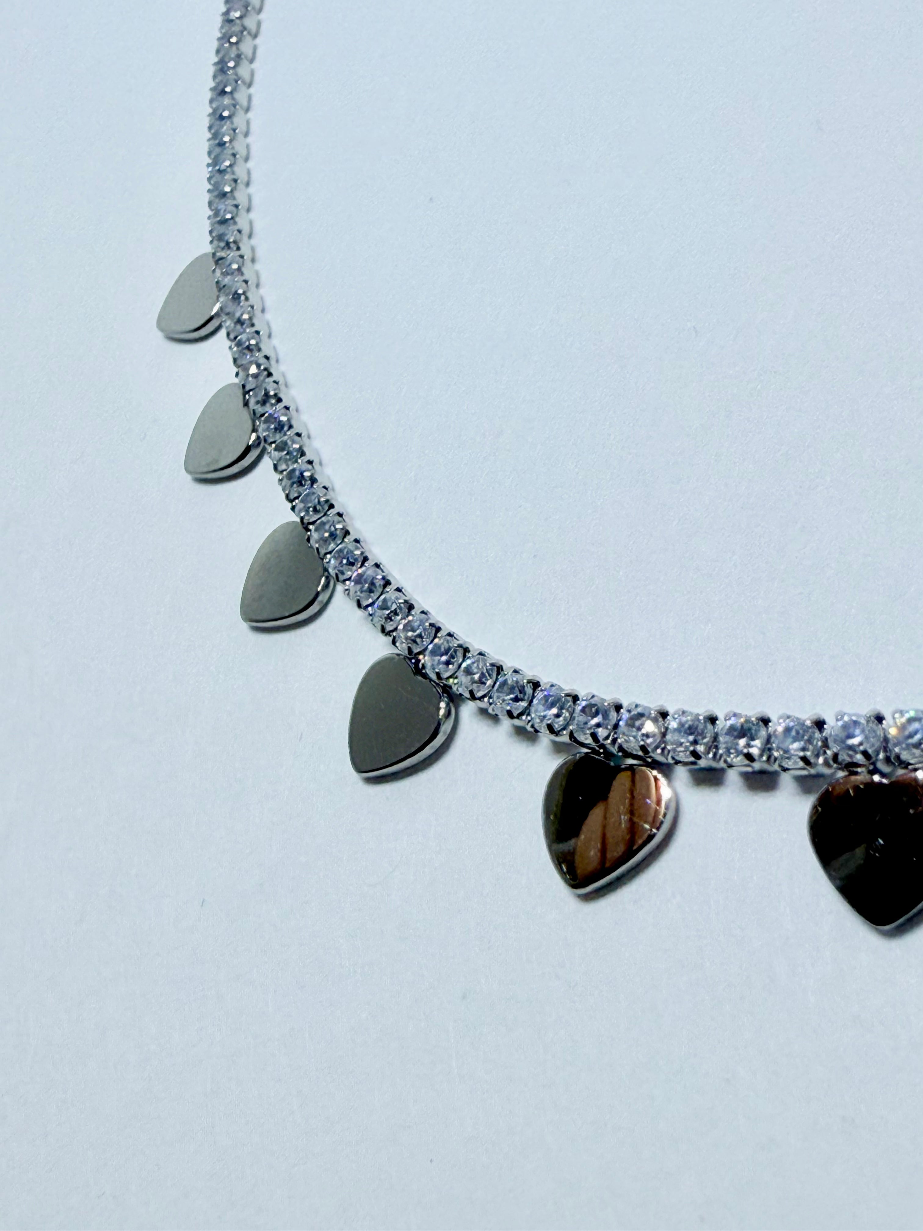 Heart Charm Necklace – 14K White Gold Plated