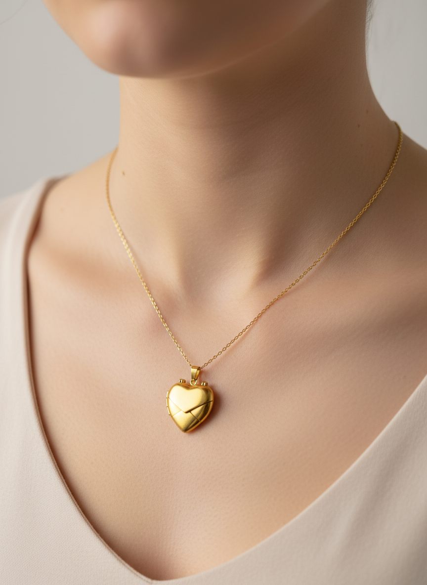 Heart Locket Necklace – “You Are My Sun” – 18K Gold Plated