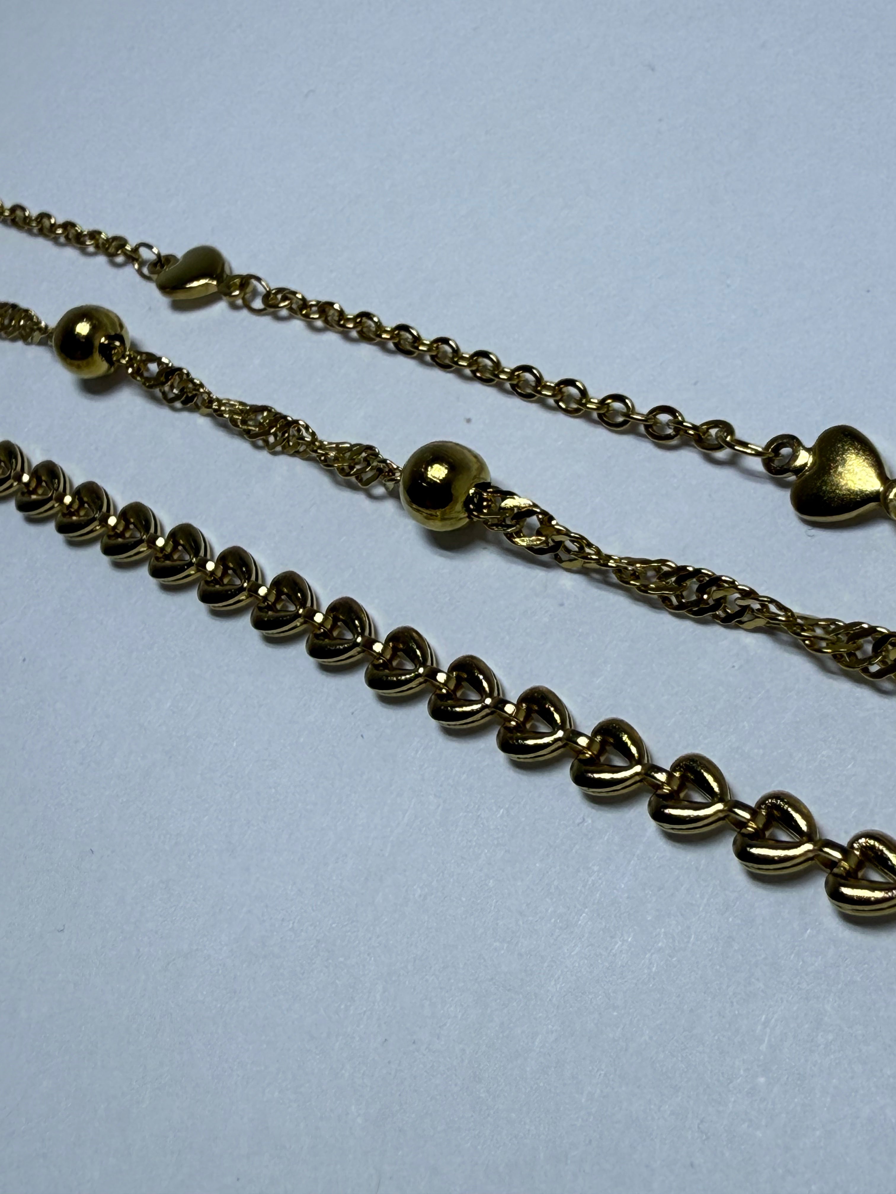 Three-Piece Heart Bracelet Set – 18K Gold Plated