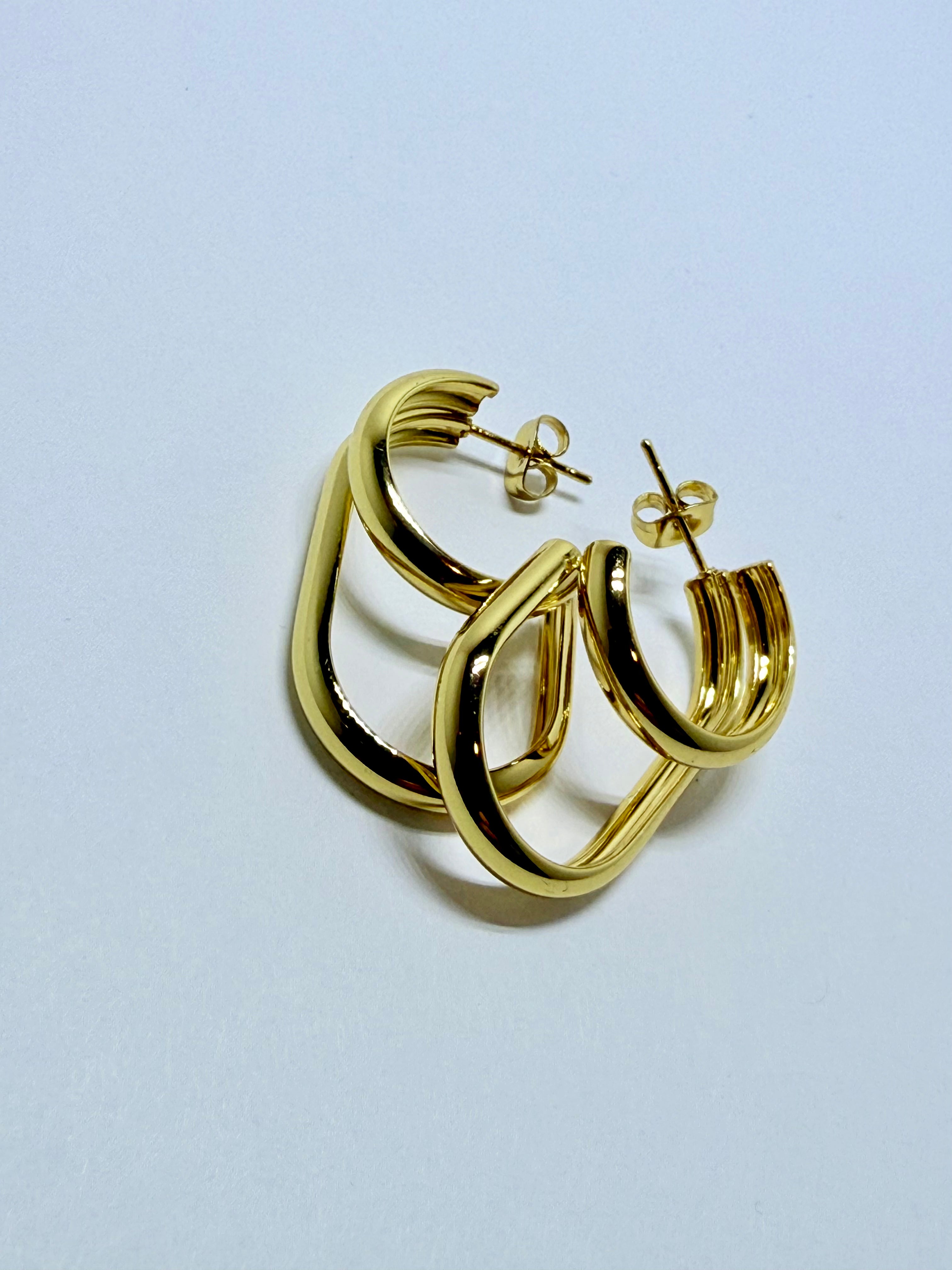 Geometric Layered Earrings - 18K Gold Plated