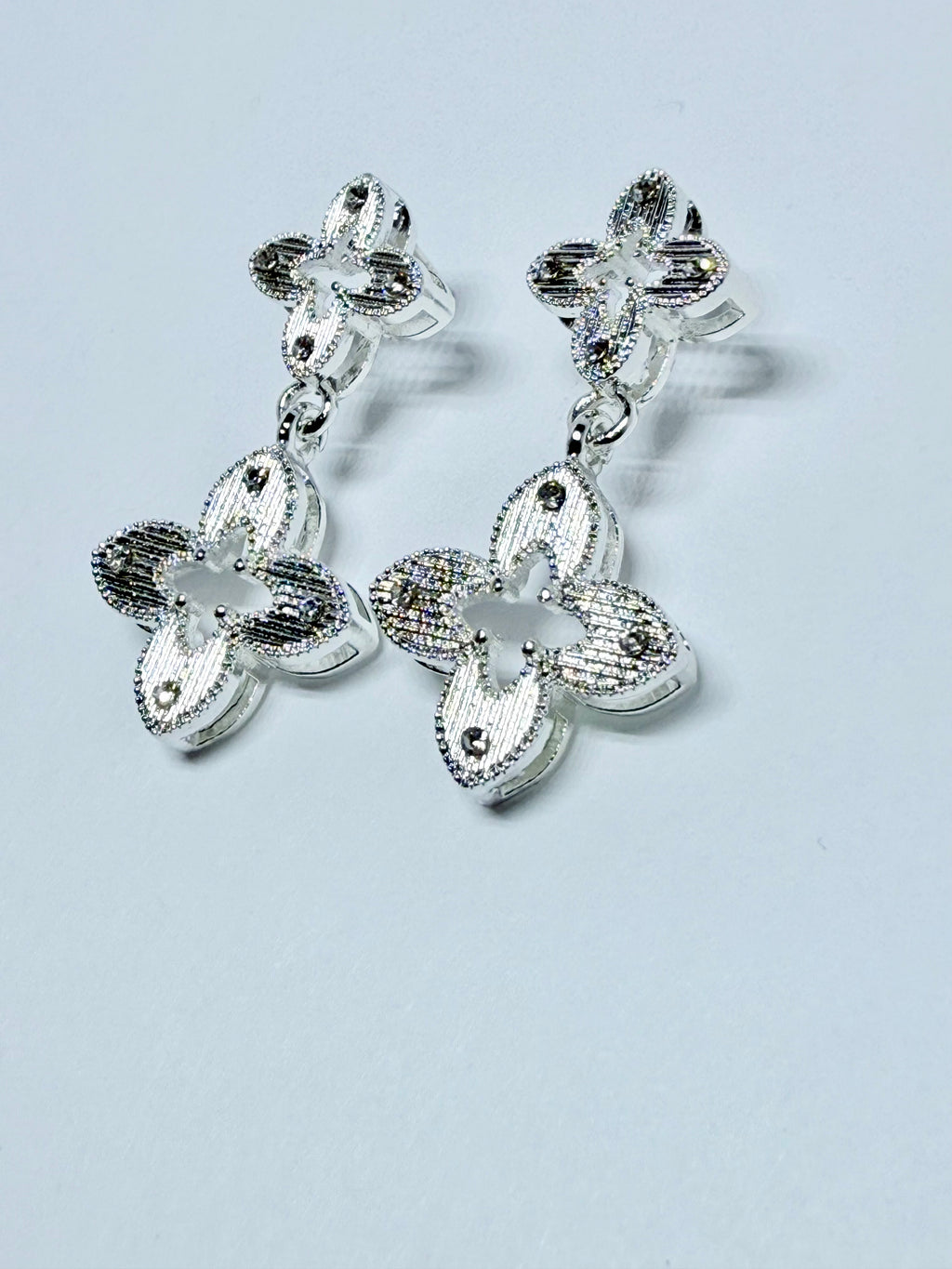 Floral Drop Earrings – Sterling Silver