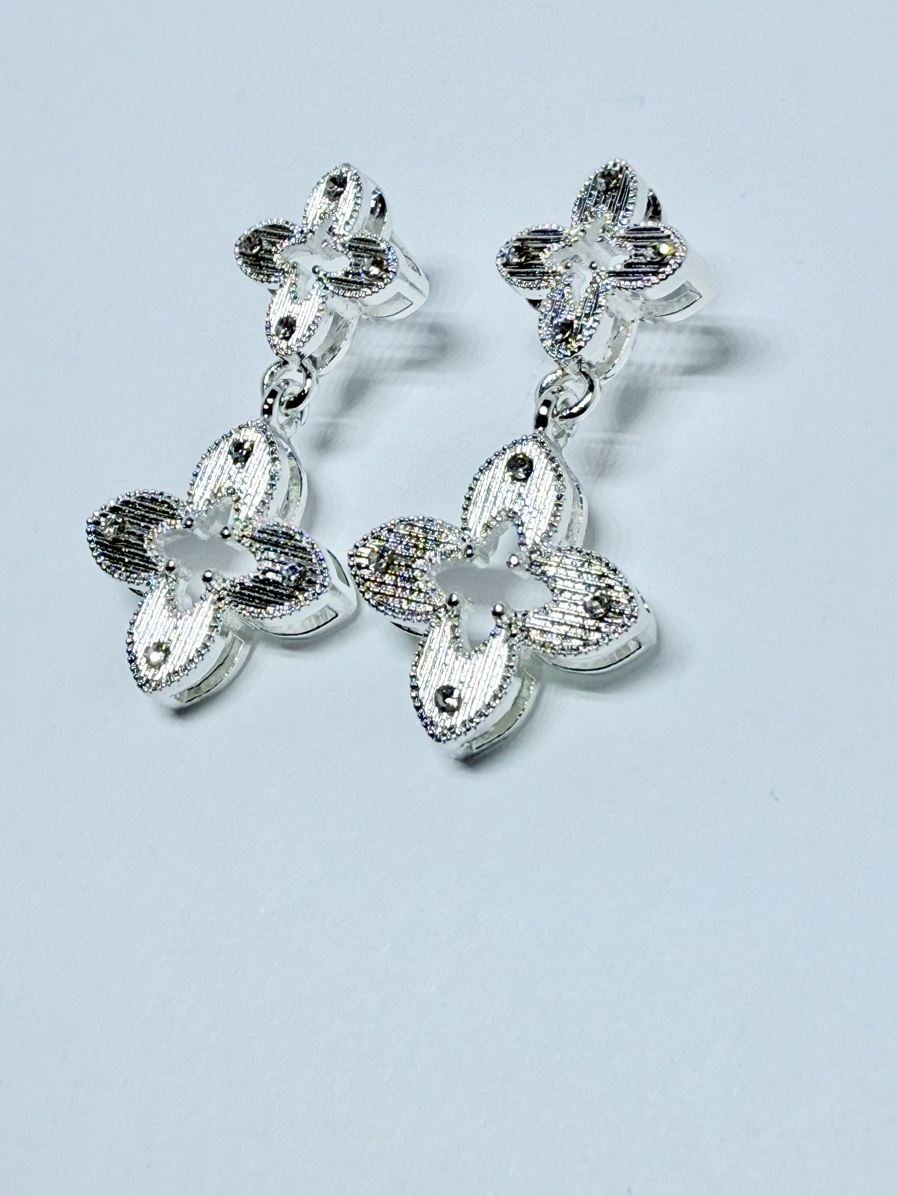 Floral Drop Earrings – Sterling Silver