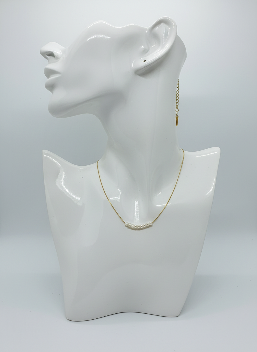 Pearl Bar Necklace – 18K Gold Plated