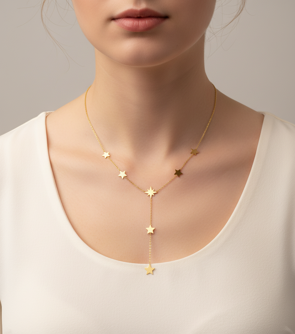 Star Drop Necklace – Gold-Tone